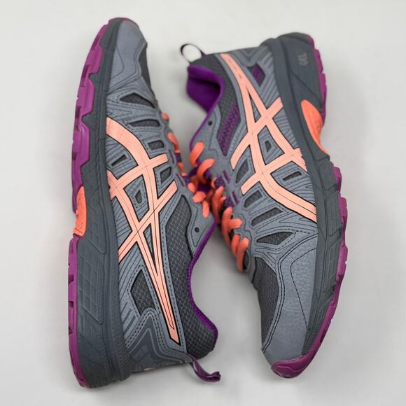 ASICS Gel Venture-7 Run Shoes Womens Sz 6 Gray Orange Lightweight K.8.4 Durable - Picture 12 of 15